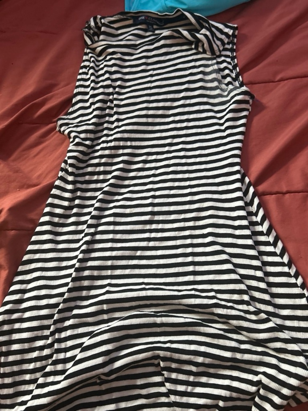 Classic Black & White Striped Sleeveless Knit Dress